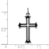 Sterling Silver Platinum-plated Enameled Cross Charm view 3