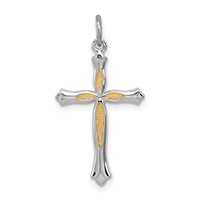 Sterling Silver Platinum-plated and Vermeil Cross Pendant view 1