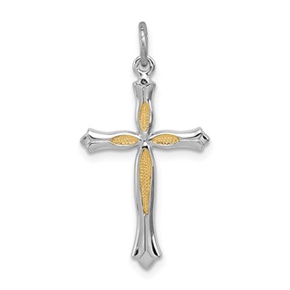 Sterling Silver Platinum-plated and Vermeil Cross Pendant
