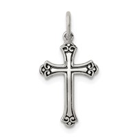 Sterling Silver Antiqued Cross Charm view 1