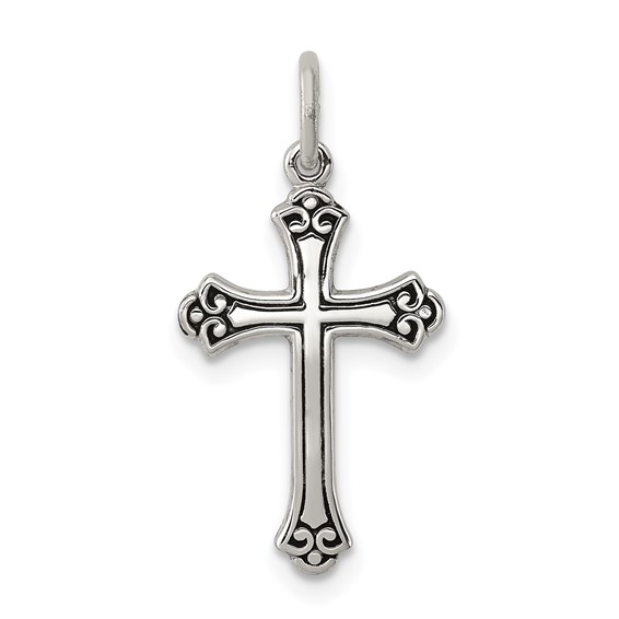Sterling Silver Antiqued Cross Charm