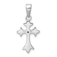 Sterling Silver Rhodium-plated CZ Cross Pendant view 4