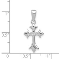 Sterling Silver Rhodium-plated CZ Cross Pendant view 3