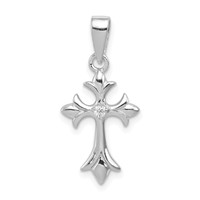Sterling Silver Rhodium-plated CZ Cross Pendant view 1