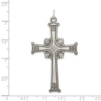 Sterling Silver Antiqued, Textured and Brushed Cross Pendant view 3