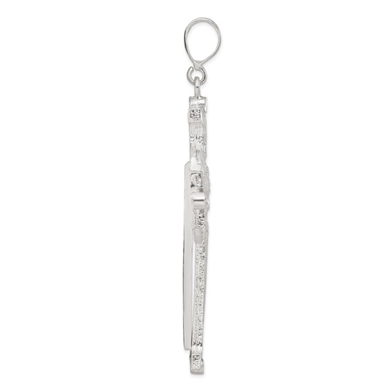 Sterling Silver Diamond-cut & Textured Iona Cross Pendant