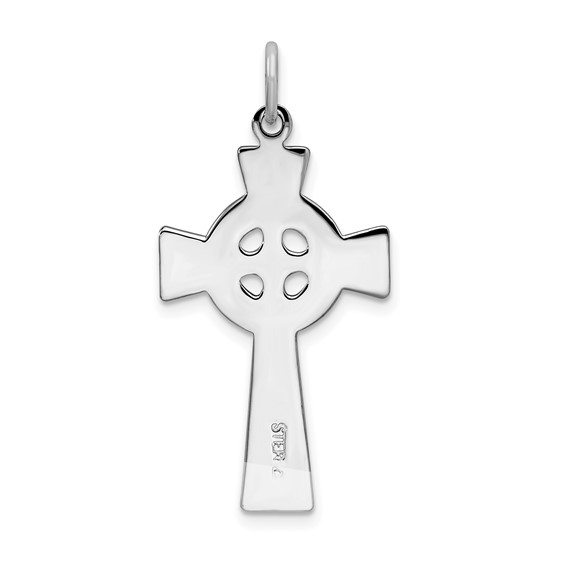 Sterling Silver Platinum-plated Celtic Cross Pendant
