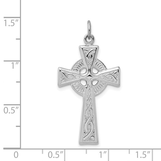 Sterling Silver Platinum-plated Celtic Cross Pendant