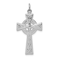 Sterling Silver Platinum-plated Celtic Cross Pendant view 1