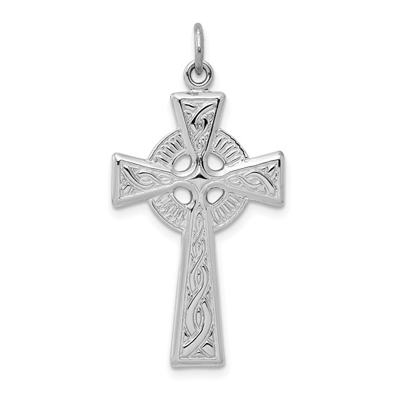 Sterling Silver Platinum-plated Celtic Cross Pendant