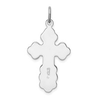 Sterling Silver Platinum-plated Eastern Orthodox Blue Enamel Cross Pendant view 4