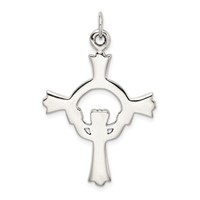 Sterling Silver Antiqued Claddagh Cross Charm view 4