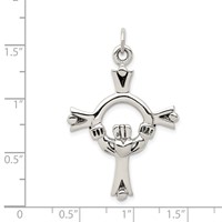 Sterling Silver Antiqued Claddagh Cross Charm view 3