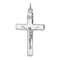 Sterling Silver Platinum-plated Crucifix Pendant view 1