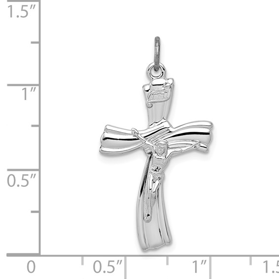 Sterling Silver Platinum-plated INRI Crucifix Pendant