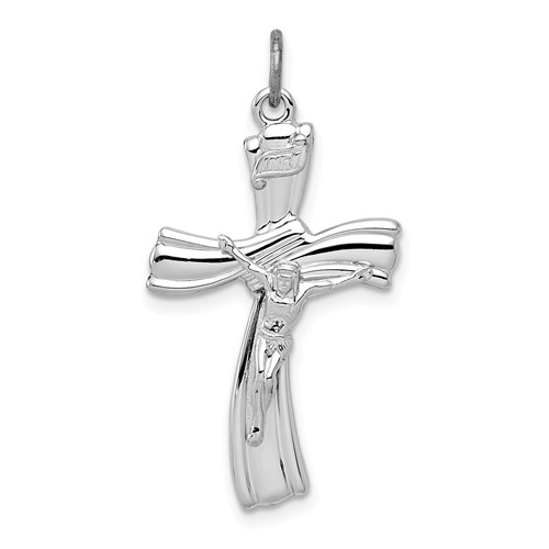 Sterling Silver Platinum-plated Inri Crucifix Pendant