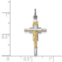 Sterling Silver Platinum-plated & Vermeil Inri Crucifix Charm view 3