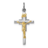 Sterling Silver Platinum-plated & Vermeil Inri Crucifix Charm view 1