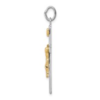 Sterling Silver Platinum-plated & 18K Gold-plated Inri Crucifix Charm view 2