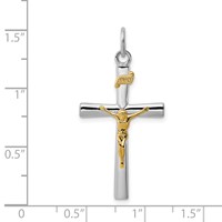 Sterling Silver Platinum-plated & 18K Gold-plated Inri Crucifix Charm view 3