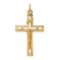 Sterling Silver Enamel Charm with Yellow Vermeil Inri Crucifix view 1