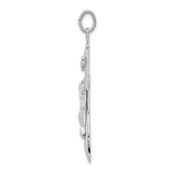 Sterling Silver Platinum-plated INRI Crucifix Pendant