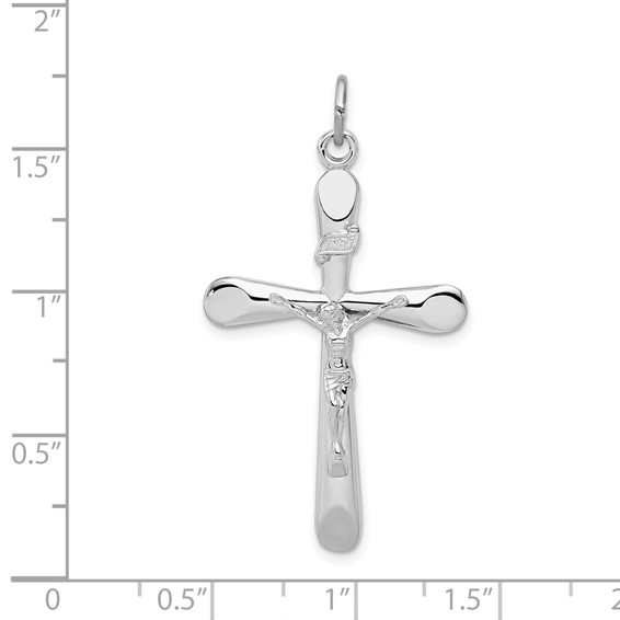 Sterling Silver Platinum-plated INRI Crucifix Pendant
