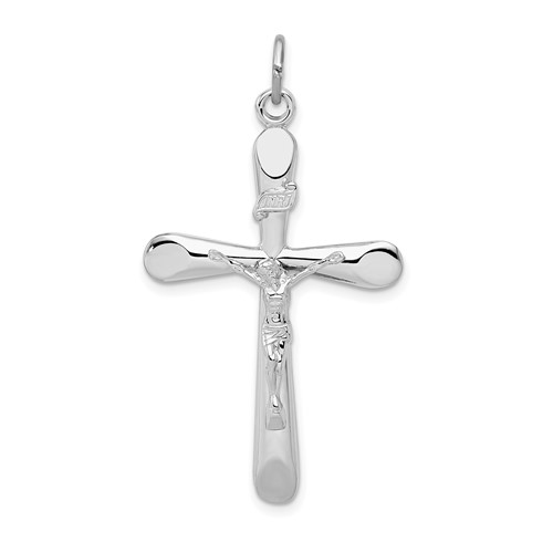 Sterling Silver Platinum-plated Inri Crucifix Pendant