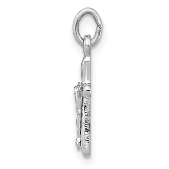 Sterling Silver Platinum-plated Crucifix Charm