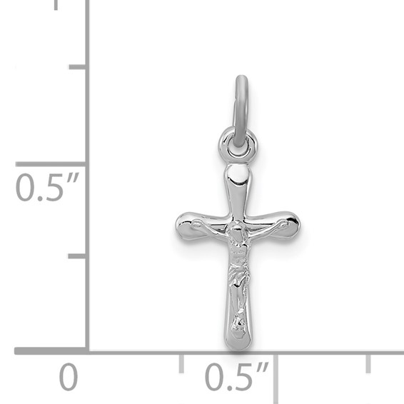 Sterling Silver Platinum-plated Crucifix Charm