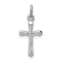 Sterling Silver Platinum-plated Crucifix Charm view 1