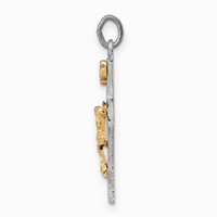 Sterling Silver Platinum-plated Gold-tone Inri Crucifix Charm view 2