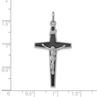 Sterling Silver Platinum-plated Enameled Crucifix Pendant view 3