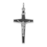 Sterling Silver Platinum-plated Enameled Crucifix Pendant view 1
