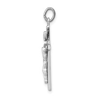 Sterling Silver Platinum-plated Enameled Crucifix Charm view 2