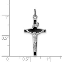Sterling Silver Platinum-plated Enameled Crucifix Charm view 3