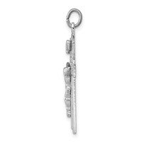 Sterling Silver Platinum-plated Enameled Crucifix Pendant view 2