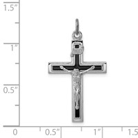 Sterling Silver Platinum-plated Enameled Crucifix Pendant view 3