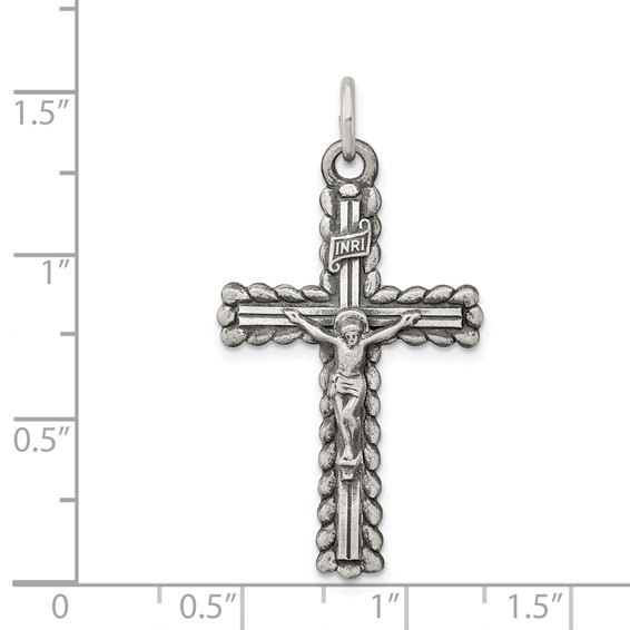 Sterling Silver Antiqued INRI Crucifix Pendant