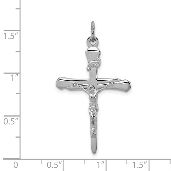 Sterling Silver Platinum-plated Crucifix Pendant