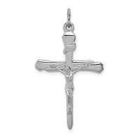 Sterling Silver Platinum-plated Crucifix Pendant view 1