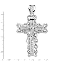 Sterling Silver Rhodium-plated CZ Crucifix Pendant view 3