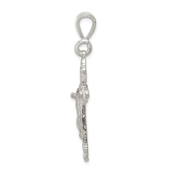 Sterling Silver Diamond-Cut Crucifix Pendant
