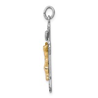 Sterling Silver Platinum-plated & Vermeil Crucifix Pendant view 2