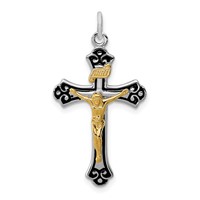 Sterling Silver Platinum-plated & Vermeil Crucifix Pendant view 1