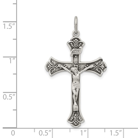 Sterling Silver Antiqued INRI Crucifix Pendant