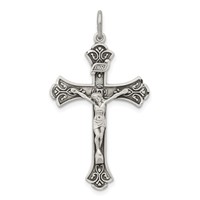 Sterling Silver Antiqued Inri Crucifix Pendant view 1