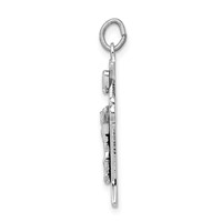 Sterling Silver Platinum-plated Enameled Inri Crucifix Charm view 2