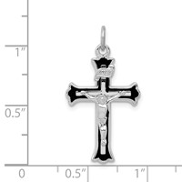 Sterling Silver Platinum-plated Enameled Inri Crucifix Charm view 3