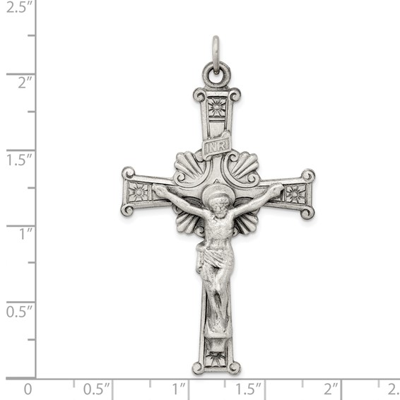 Sterling Silver Antiqued INRI Crucifix Pendant